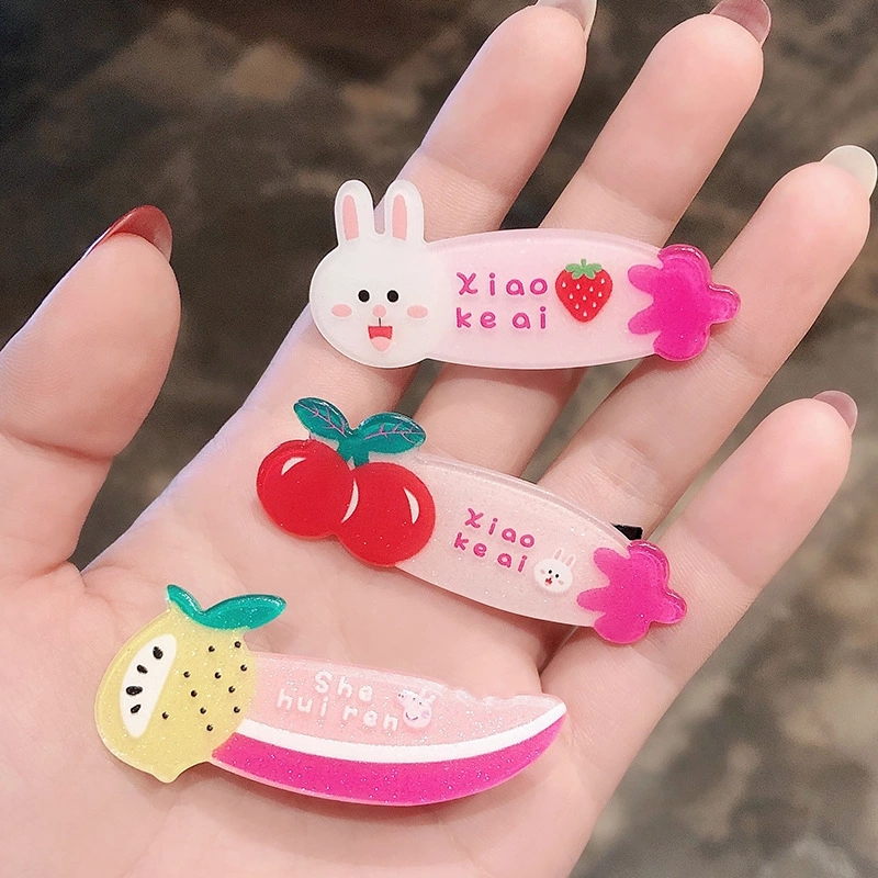 Cute cartoon hair clips for children, sweet fruit BB clips, Korean clips, headwear, and fresh bangs clips Specification drawing