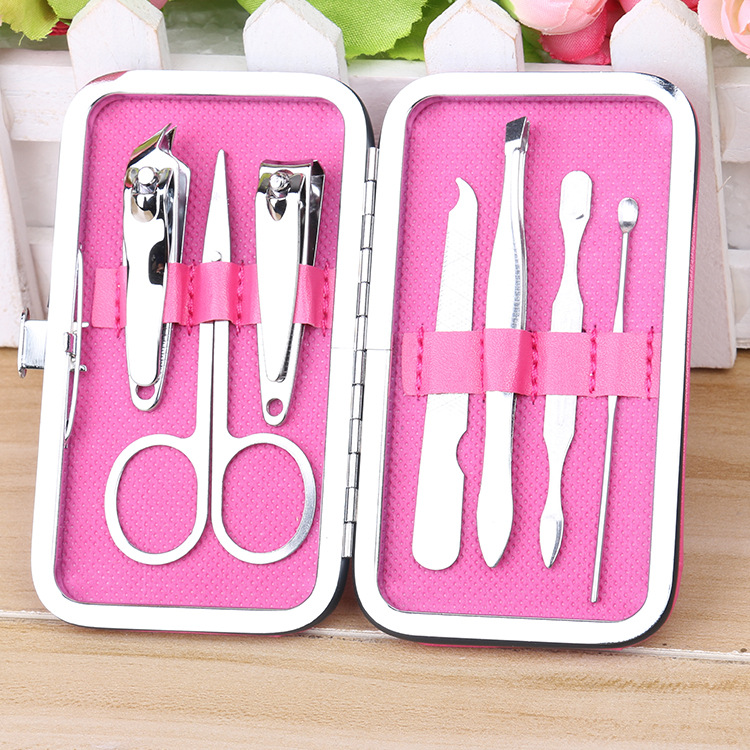 Candy-colored nail clippers seven-piece set, nail clippers and nail pliers, solid color nail and manicure tool set, custom LOGO Specification image