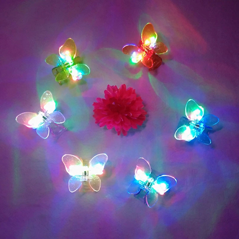 New best-selling products: LED flashing color butterfly grab clip, street stall night market children's luminous hair clip full figure