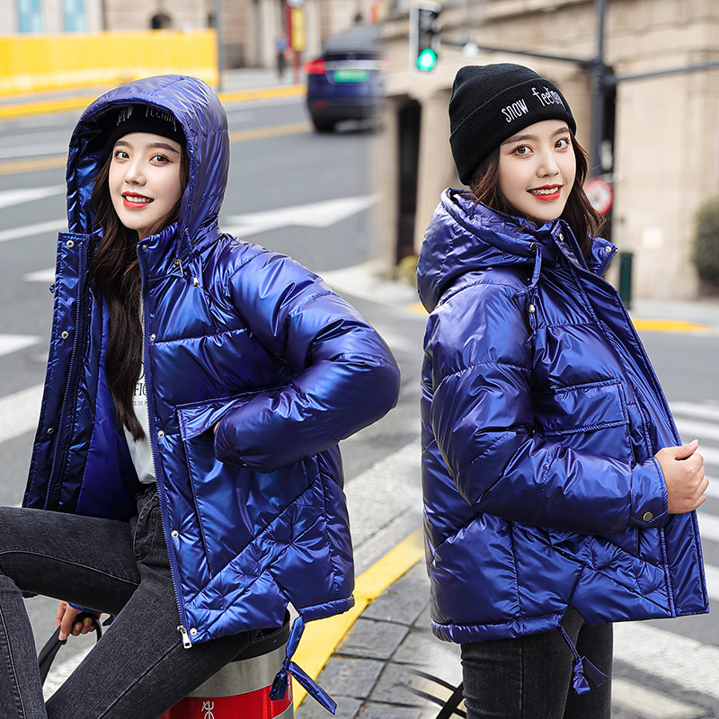 Shiny cotton-padded jacket for women, short Korean-style loose winter cotton-padded jacket, 2020 new style thickened ins cotton-padded jacket winter coat Specification image