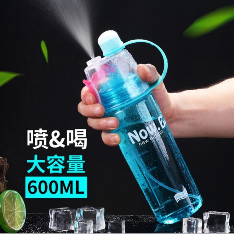 Factory direct sales of new sports spray water cups, plastic outdoor water bottles, cooling and replenishing water bottles, creative gift spray cups details Picture