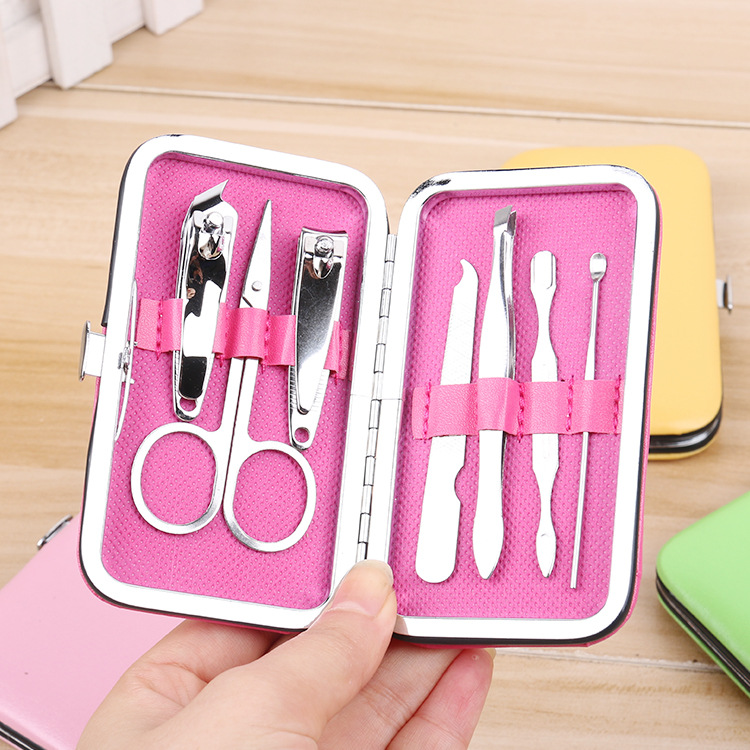 Candy-colored nail clippers seven-piece set, nail clippers and nail pliers, solid color nail and manicure tool set, custom LOGO details Picture