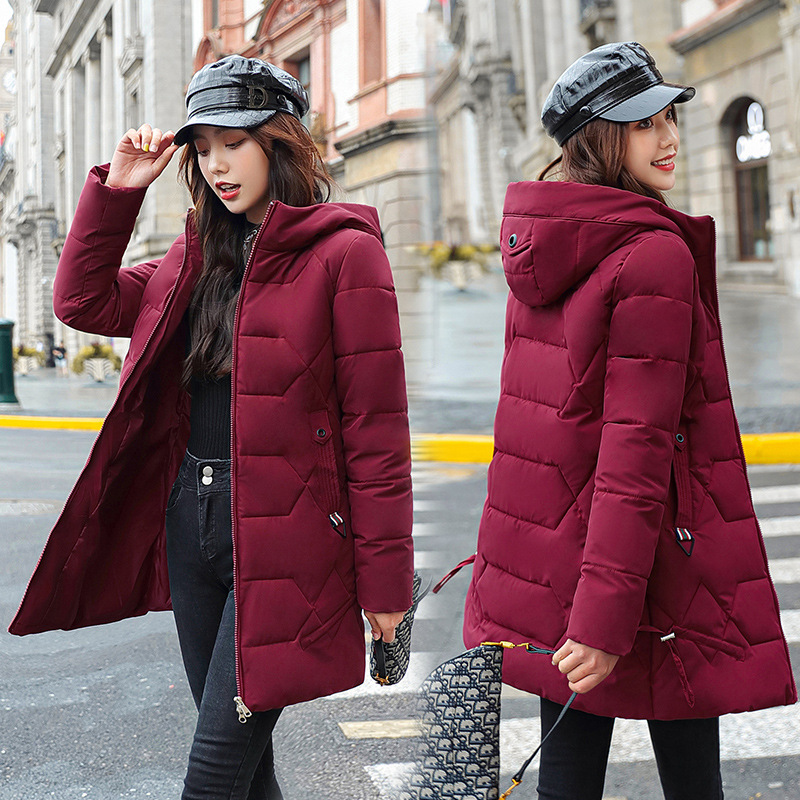 Korean winter clothing 2020 new style cotton-padded jacket, slimming and thickening down cotton-padded jacket for women, mid-length cotton-padded jacket out of season Specification image