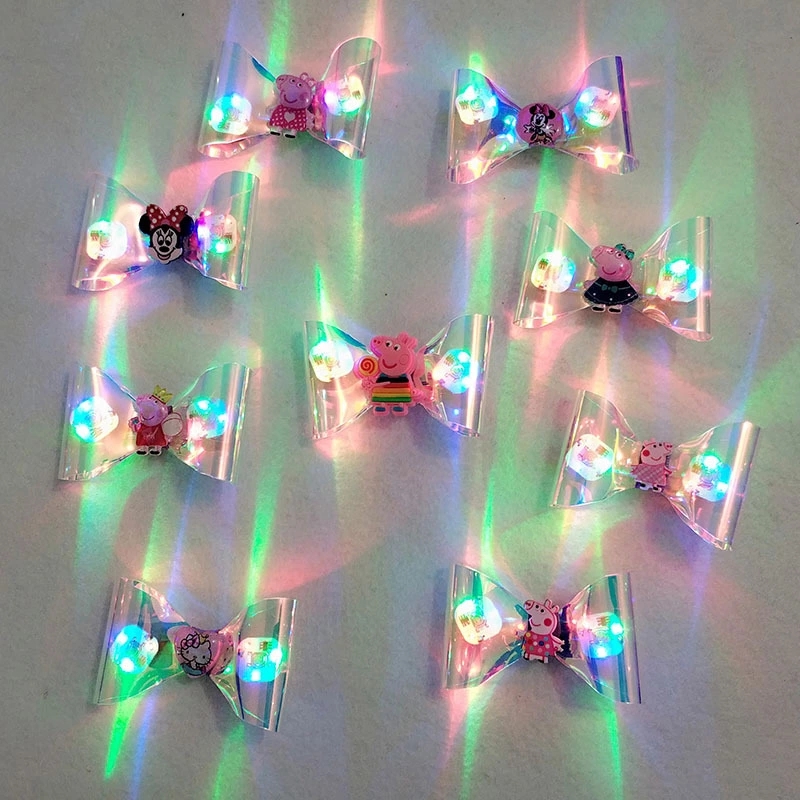 The new bow Led illuminated hair clip, reflective surface hair clip, children's accessories, headwear, illuminated hair clip is popular at street stalls Specification drawing