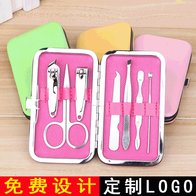 Candy-colored nail clippers seven-piece set, nail clippers and nail pliers, solid color nail and manicure tool set, custom LOGO