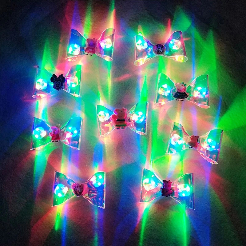The new bow Led illuminated hair clip, reflective surface hair clip, children's accessories, headwear, illuminated hair clip is popular at street stalls full figure