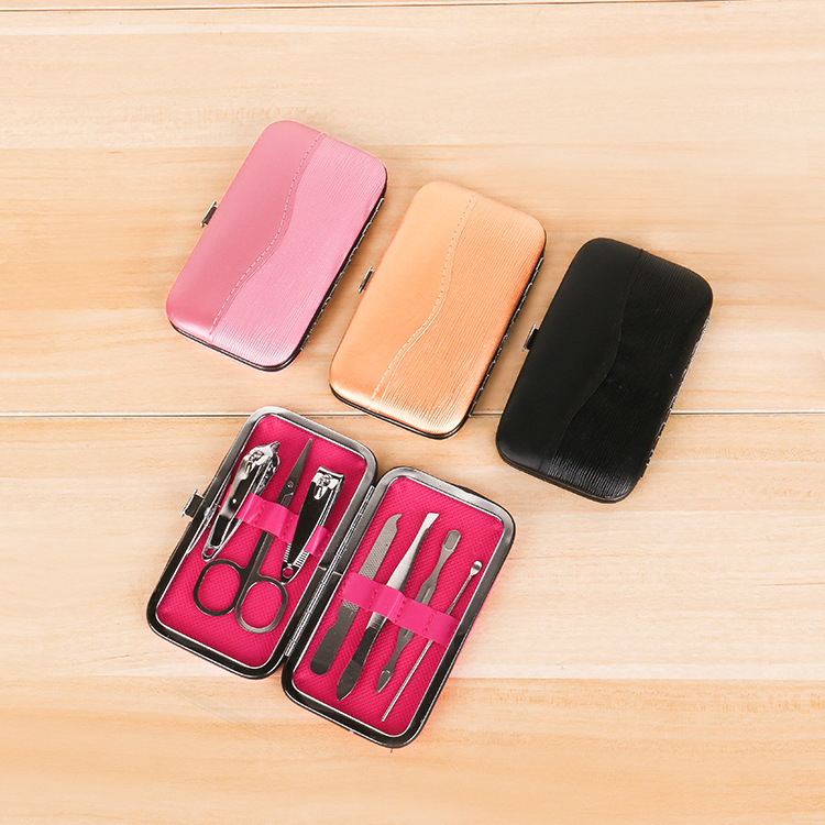 New striped seven-piece nail clipper set, nail clippers, beauty and nail care tools, manicure set, custom LOGO