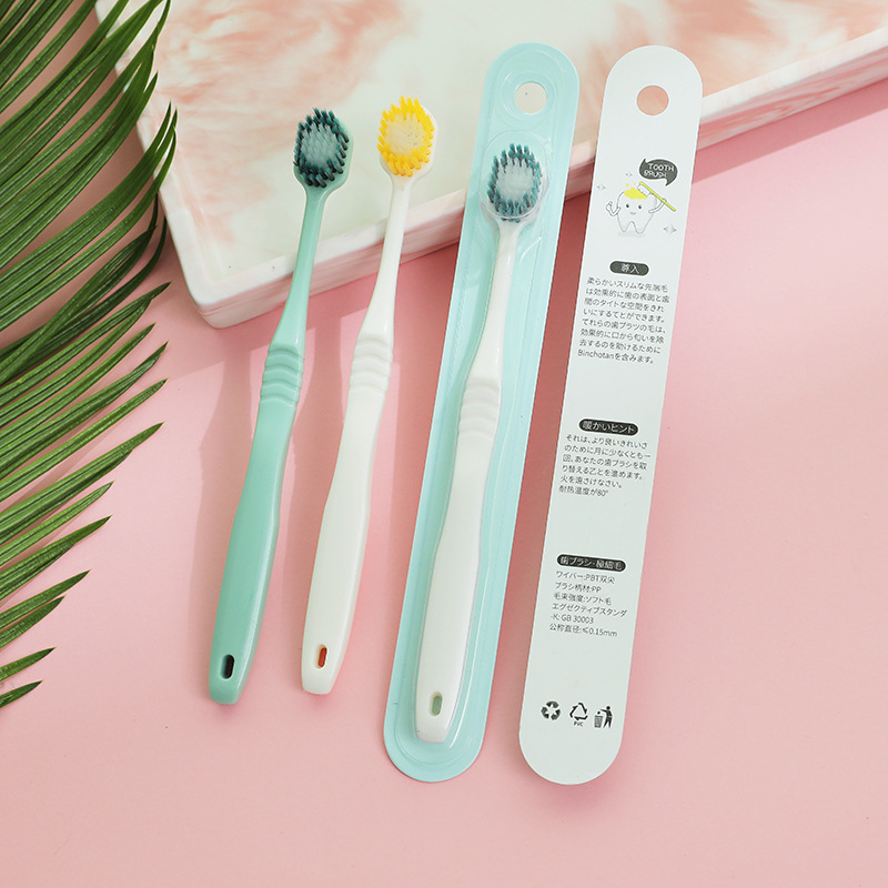 Japanese plain wide-head toothbrush macaron single tube soft bristle Japanese adult soft bristle toothbrush export customized wholesale details Picture