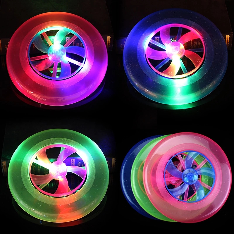 New led flash frisbee with fan blades, beach square illuminated toy flash flying saucer, outdoor sports frisbee details Picture