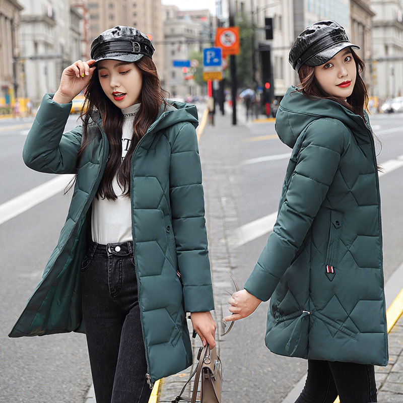 Korean winter clothing 2020 new style cotton-padded jacket, slimming and thickening down cotton-padded jacket for women, mid-length cotton-padded jacket out of season Application Scenario