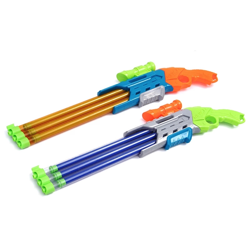 Summer's new pull-out three-tube water cannon, water gun, children's toy wholesale, hot selling water pump, drift water pump full figure