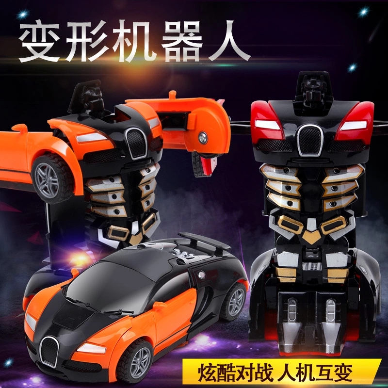 Children's toy car one-click transformation toy King Kong 5 boy inertial impact transformation car robot street stall toy details Picture