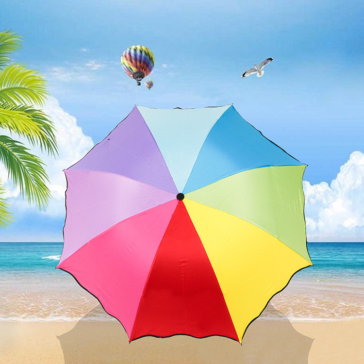 Upgraded version of the black umbrella Apollo ruffled rainbow umbrella sun protection rain folding umbrella insurance LOGO