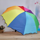 烤黑漆阿波罗彩虹折叠伞荷叶边装饰三折伞创意晴雨两用遮阳伞