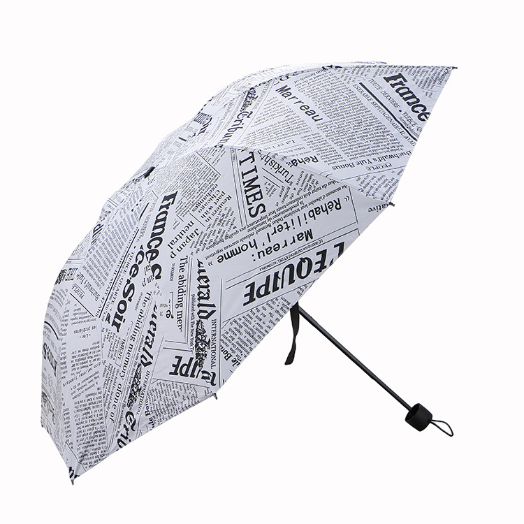 Thickened black vinyl retro newspaper umbrella is a best-selling creative umbrella on Taobao. It's a unisex UV-resistant folding umbrella