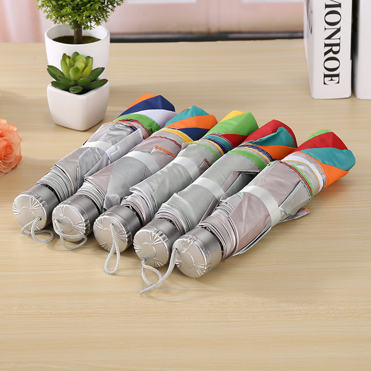 Korean version creative umbrella manufacturer direct sales portable rainbow silver gel sun protection umbrella gift advertisement folding umbrella Specification image