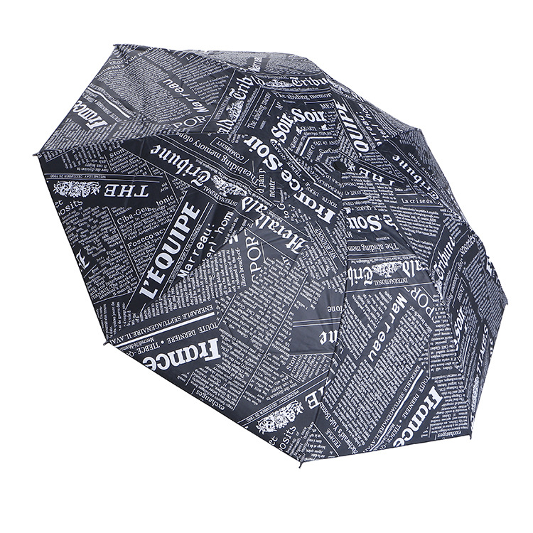 Thickened black vinyl retro newspaper umbrella is a best-selling creative umbrella on Taobao. It's a unisex UV-resistant folding umbrella Specification image