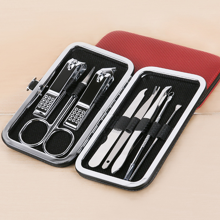 Factory direct sales 8-piece nail clipper set, solid color nail care tools, beauty and manicure multi-functional nail clipper set Specification image