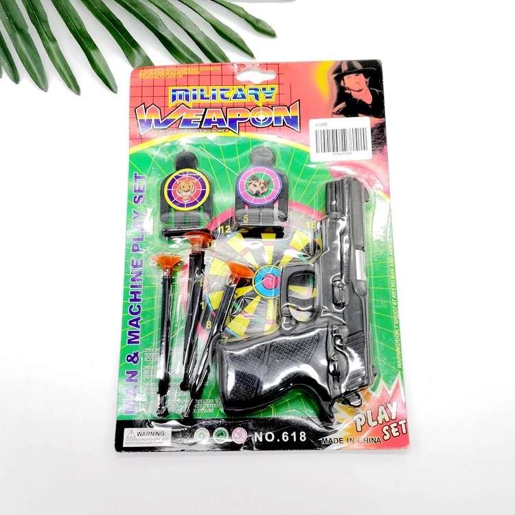 A new type of children's soft bullet gun toy is selling well at the street stall. It comes with a set of soft bullet guns, suction cups and telescopes Specification drawing