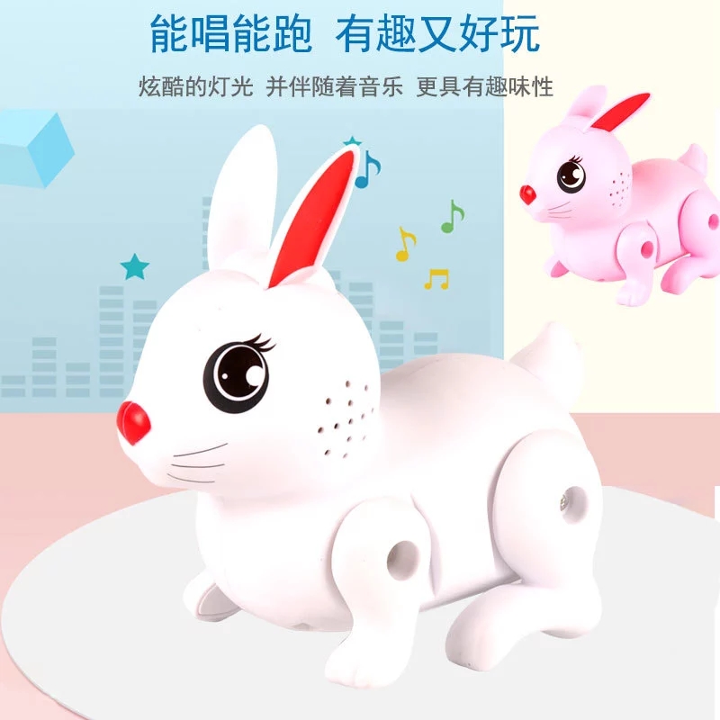Wholesale of electric flashing jumping rabbit light and music automatic walking bouncing rabbit simulation animal children's toys h Specification drawing