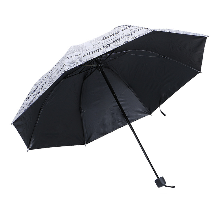 Thickened black vinyl retro newspaper umbrella is a best-selling creative umbrella on Taobao. It's a unisex UV-resistant folding umbrella details Picture