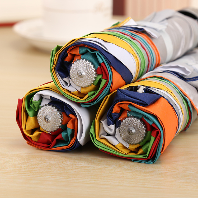 Korean version creative umbrella manufacturer direct sales portable rainbow silver gel sun protection umbrella gift advertisement folding umbrella Application Scenario