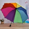 Baked black paint Apollo Rainbow folding umbrella with ruffled edge decoration, a creative three-fold umbrella for both sunny and rainy days details Picture