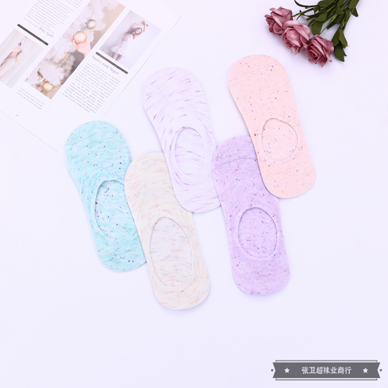Factory direct sales of women's fashionable, colorful and fresh color anti-slip boat socks, summer thin invisible shallow socks