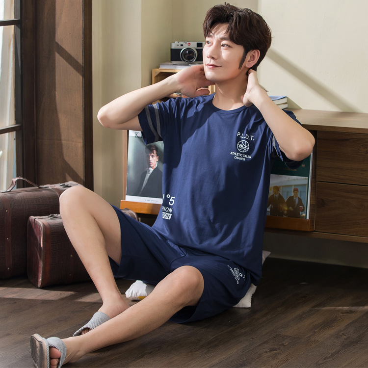 Factory wholesale men's pajamas, short-sleeved pure cotton casual wear, casual home wear for teenagers, summer thin shorts and sets Application Scenario
