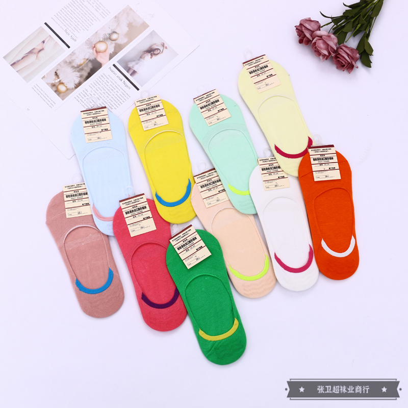 Women's fashionable and multi-colored anti-slip boat socks, summer thin invisible shallow socks that won't fall off and ins style socks