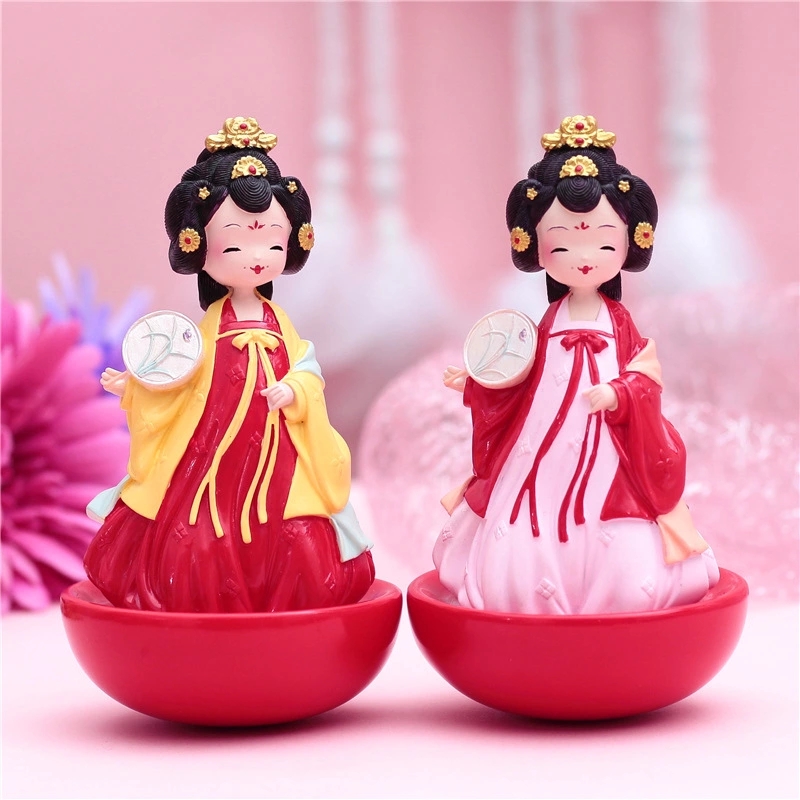 Tang Dynasty beauty, retro style untoppleable figure, girlish heart, desktop decoration, resin student gift, cute cartoon h Application Scenario