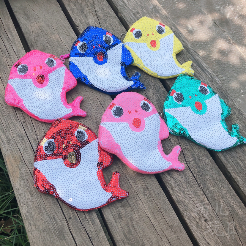 Coin purse shark sequin bag, children's cartoon sequin bag, coin purse bag details Picture