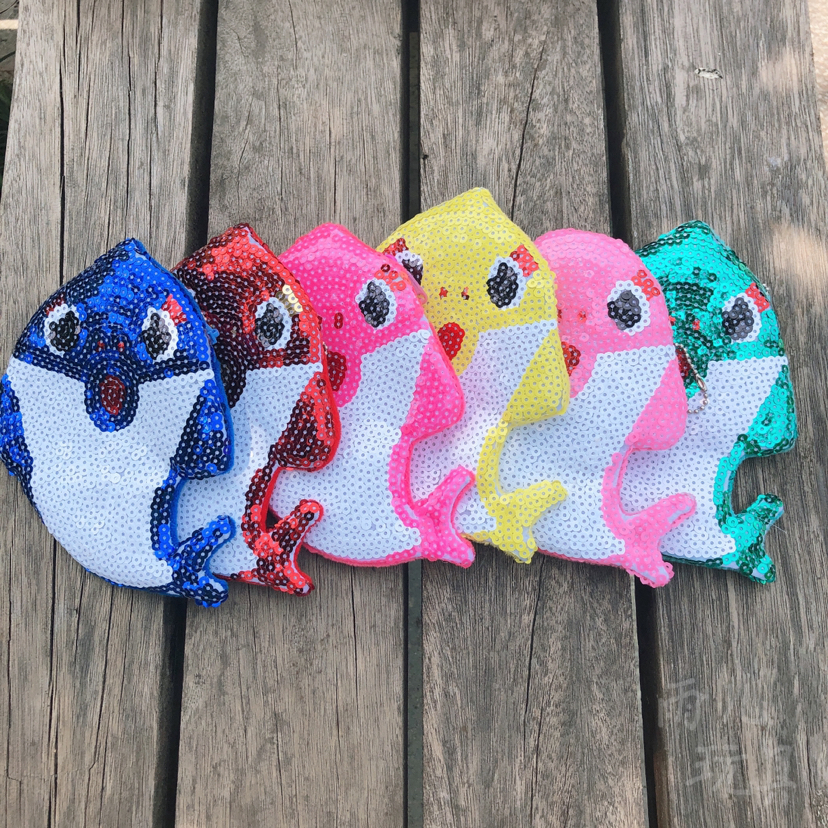 Coin purse shark sequin bag, children's cartoon sequin bag, coin purse bag Item Picture