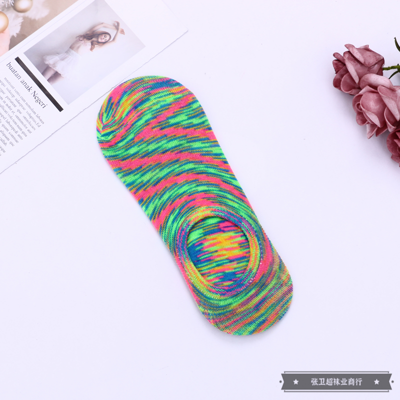 Mixed striped pattern decorated multi-color women's summer thin invisible shallow socks that won't fall off and ins style socks Specification image
