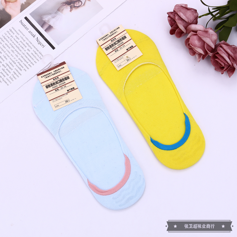Women's fashionable and multi-colored anti-slip boat socks, summer thin invisible shallow socks that won't fall off and ins style socks details Picture