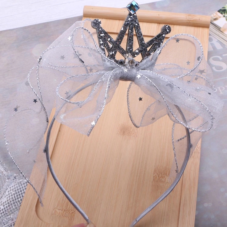 Summer children's mesh hair bands, princess-style crowns, shiny diamond bows, girls' headwear, Korean version girls' hair accessories wholesale Application Scenario