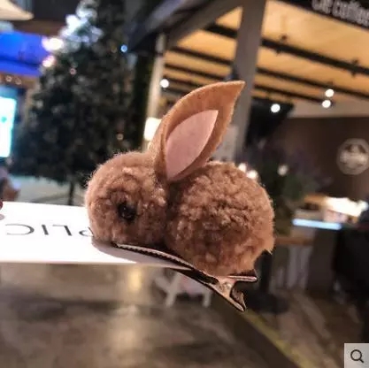 Winter new Korean cute and adorable girl hair bands, three-dimensional plush hair clips, little rabbit children's crown hair accessories and headwear Item Picture