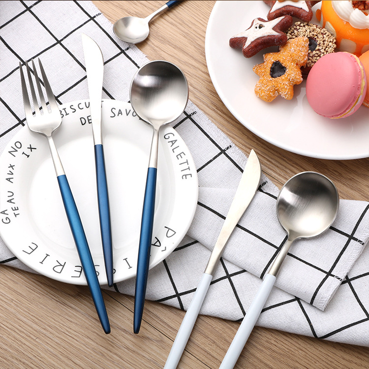 German high-end 304 stainless steel knives, forks and spoons, Portuguese Meizu set, household Western restaurant tableware, enterprise gift box details Picture