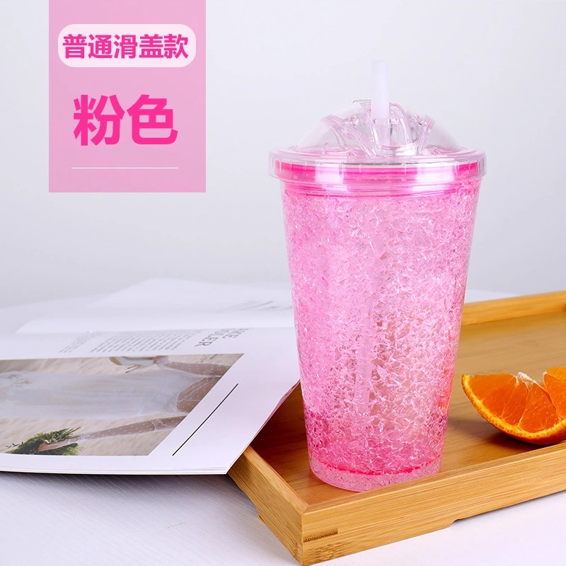 LED light-emitting cup, double-layer straw cup, novel milk tea cup customization, creative and colorful plastic straw, crushed ice cup wholesale Application Scenario
