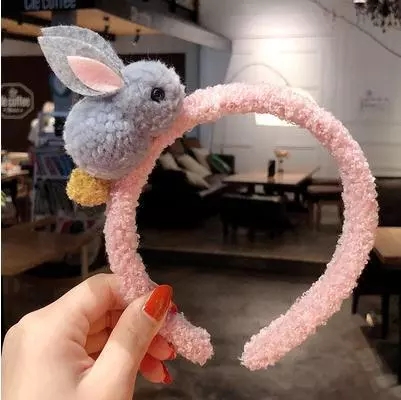 Winter new Korean cute and adorable girl hair bands, three-dimensional plush hair clips, little rabbit children's crown hair accessories and headwear Specification drawing