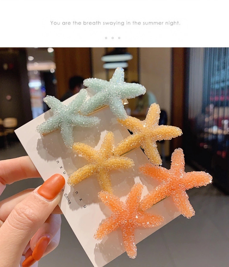 2022 New style Hairpin Girl Korean Instagram cute student starfish hairpin Girl with duckbill clips on the side Specification drawing