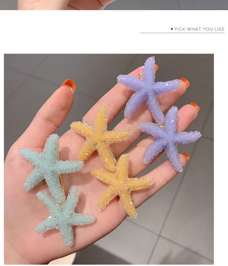 2022 New style Hairpin Girl Korean Instagram cute student starfish hairpin Girl with duckbill clips on the side Application Scenario