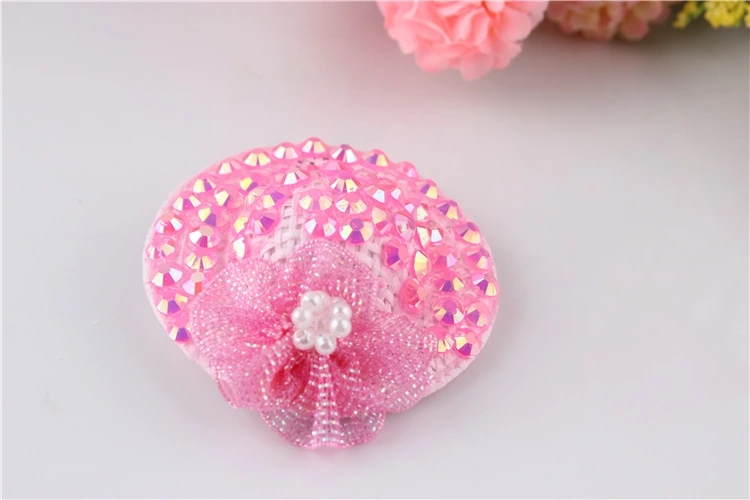 Factory direct sales of Korean cute children's hair accessories, girls' pearl and diamond-encrusted 5cm small hat hair clips, princess hair clips Item Picture