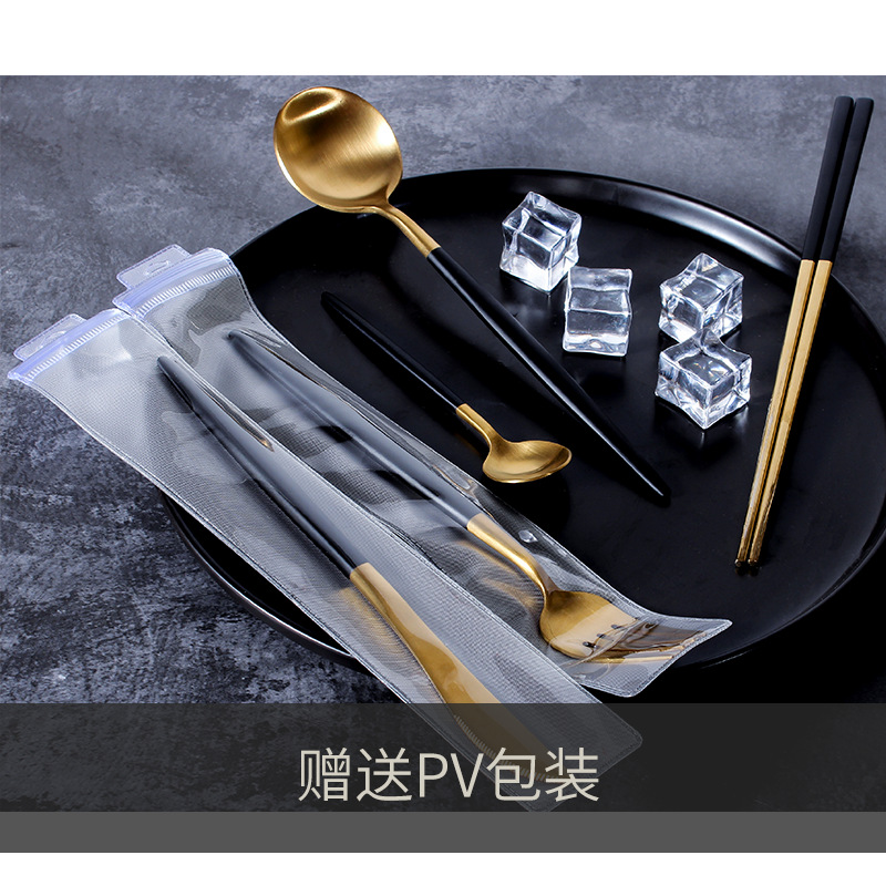 304 stainless steel Portuguese tableware, knife, fork and spoon, Western cuisine knife and fork set gift details Picture