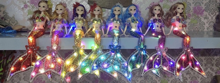 Luminous Mermaid 30 cm Educational toy, Mermaid doll, girl Playing house, street stall bestseller bjd details Picture