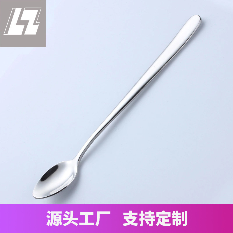 Original manufacturer's Korean-style coffee spoon, stirring spoon, 201 stainless steel small thickened milk tea spoon, creative long-handled honey spoon