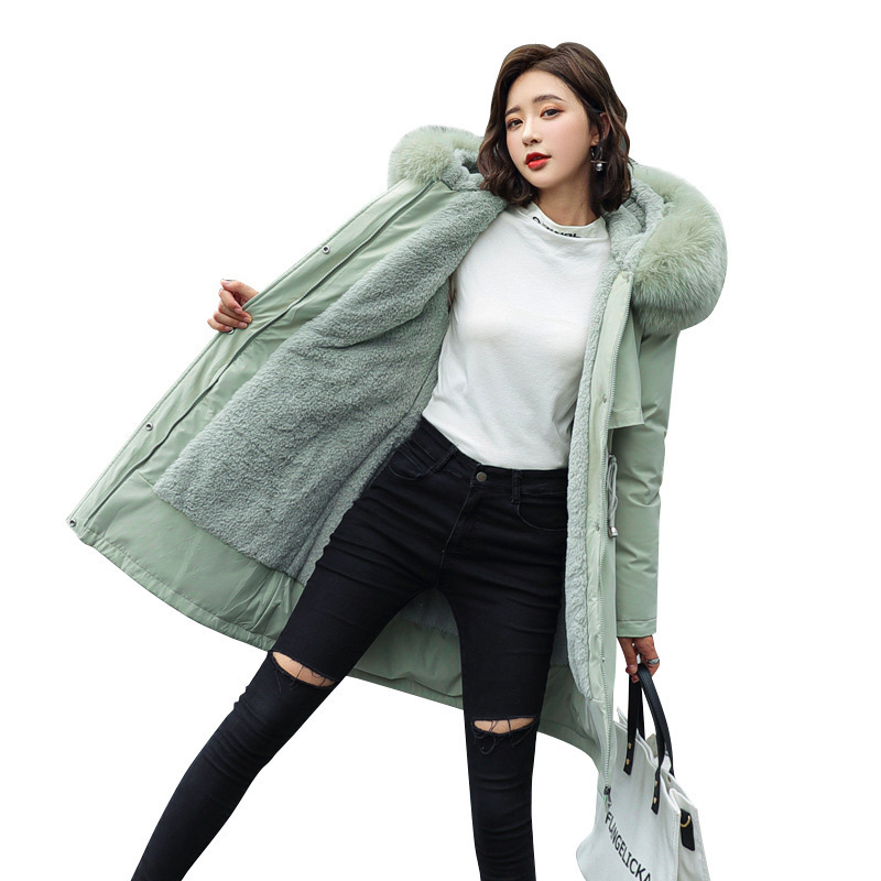 Winter new mid-length Paisuke cotton-padded jacket for women, Korean version of lambskin wool down cotton-padded jacket for women Item Picture
