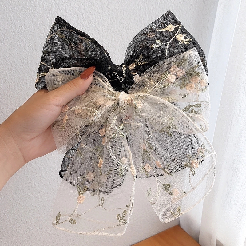 Japanese and Korean Instagram girls' super fairy-like big bow hair clips, lace hair bands, versatile hair clips, headwear and hair accessories full figure