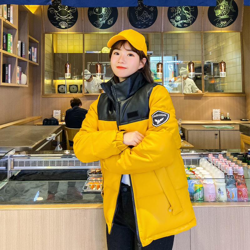 2020 Autumn and winter new women's cotton-padded jackets, short washed leather stand-up collar women's down cotton-padded jackets, large-sized cotton-padded jackets Item Picture