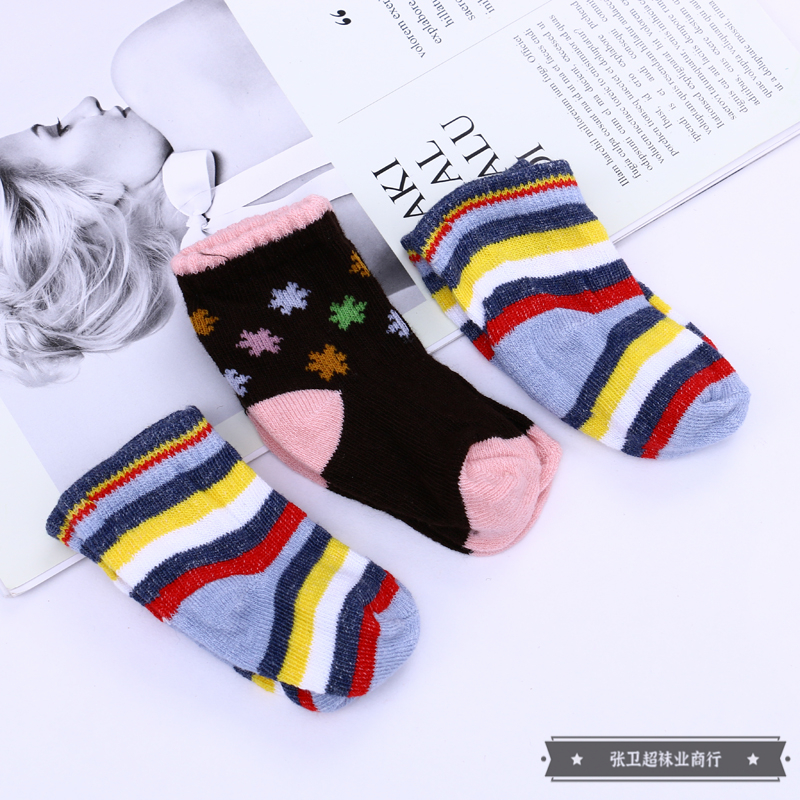 New Yiwu quality goods street stall New fashionable and simple baby socks, warm children's socks, fully brushed children's socks, baby socks Specification image